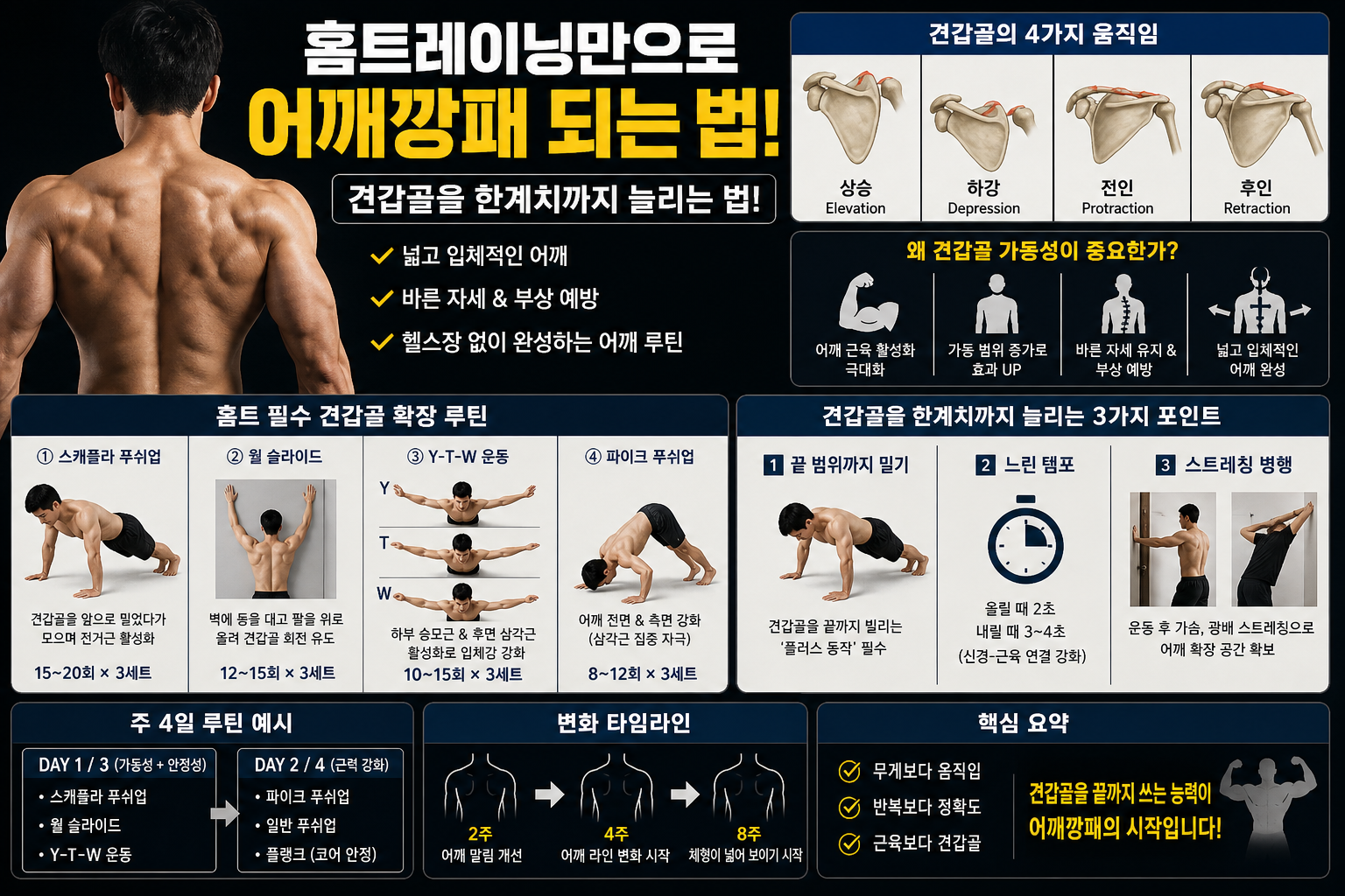 홈트레이닝만으로 어깨깡패 되는 법: 견갑골 가동성 극대화 루틴 총정리